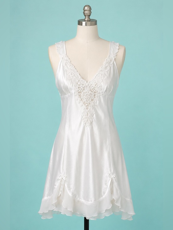 In Bloom By Jonquil Other - In Bloom by Jonquil White Satin Lace Chemise Nightgown Large